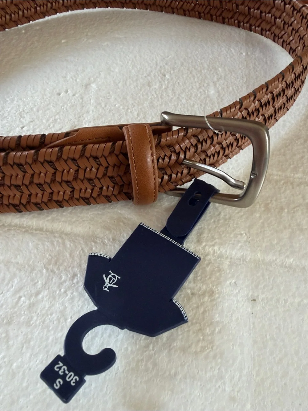 NWT Penguin leather Brown Stretch Woven Men's Belt 32/34
